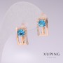 Ohrringe Xuping – 18K-Vergoldung mit blauem Edelstein und weißen Strasssteinen 16 × 9 mm