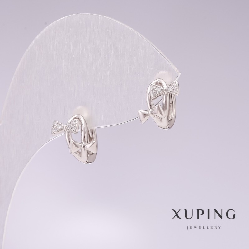 Xuping Ohrringe Rhodiumbeschichtung mit weißen Strasssteinen 8×10 mm