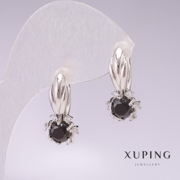 Ohrringe Xuping – Rhodiumbeschichtung mit schwarzen Steinen 21×10 mm