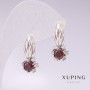 Xuping Ohrringe mit Rhodiumbeschichtung und roten Steinen 21×10 mm