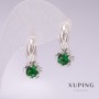 Ohrringe Xuping Rhodium-beschichtet mit grünen Steinen 21×10 mm