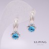 Xuping rhodiumbeschichtete Ohrringe mit blauen Steinen 21×10 mm