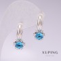 Xuping rhodiumbeschichtete Ohrringe mit blauen Steinen 21×10 mm