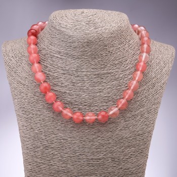 Halskette aus Chalcedon, glatte Kugeln, Durchmesser 12 mm, Länge 45 cm