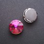 Preis pro Packung /10 Stück. Aufgenähter Rivoli-Kristall in Zapfenfassung, rund 18 mm, himbeerrot