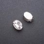 Preis pro Packung /10 Stück. Nähkristall mit Öse ovaler Form 10×14 mm weiß