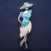 Brosche/Anhänger «Dame mit Perlmutt und Halit», 80×30 mm +