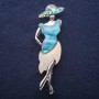 Brosche/Anhänger «Dame mit Perlmutt und Halit», 80×30 mm +