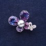 Ausverkauf! Brosche Schmetterling mit blau-rosafarbenen Kristallen im Swarovski-Stil 37×28 mm Weißmetall
