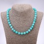 Aquamarin-Kette mit facettierten Kugeln, Ø 10 mm, Länge 48 cm