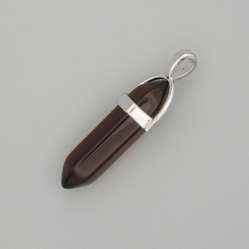 Sechseckiger Anhänger »Rauchopal« Glas 8×35×40 mm