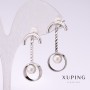 Xuping-Ohrstecker mit weißer Mallorca-Perle, 30 × 5 mm, rhodiumbeschichtet