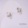 Xuping Ohrringe „Schmetterlinge“ mit weißen Strasssteinen, Rhodiumbeschichtung, 10 × 10 mm