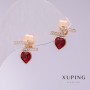 Xuping Ohrringe – Herzform mit roten Steinen, 12×11 mm, vergoldet