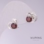 Xuping Ohrringe „Herzen mit roten Steinen“, 10×12 mm, Rhodiumbeschichtung