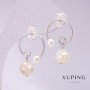 Xuping Ohrringe: Ringe mit Perlmuttperlen, 17×23 mm, Rhodiumbeschichtung
