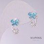 Ohrringe Xuping 'Schmetterlinge' mit hellblauen Steinen 15 × 9 mm Rhodiumbeschichtung