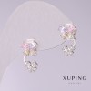 Ohrringe Xuping Schmetterlinge mit bunten Steinen, 15×9 mm, Rhodiumbeschichtung