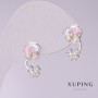 Ohrringe Xuping Schmetterlinge mit bunten Steinen, 15×9 mm, Rhodiumbeschichtung