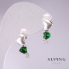 Xuping Ohrringe – Herz-Girlande mit grünen Steinen, 17 × 7 mm, Rhodiumbeschichtung