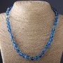 Opalglas-Halskette blau, 8 mm Perlen