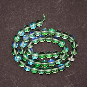 Grüne Opalglasperlen – glatte Kugeln, Ø 8 mm, Fadenlänge ca. 38 cm
