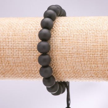 Armband mit Zugverschluss aus Schungit (künstlich), Durchmesser 10 mm+