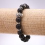 Armband aus Lavastein «Schädel», Ø 10 mm, Länge 18 cm, auf Elastikband