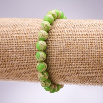 Armband Varizit (imit.) in Salatgrün, glatte Kugeln Ø 8 mm, Länge 18 cm, auf Elastikschnur