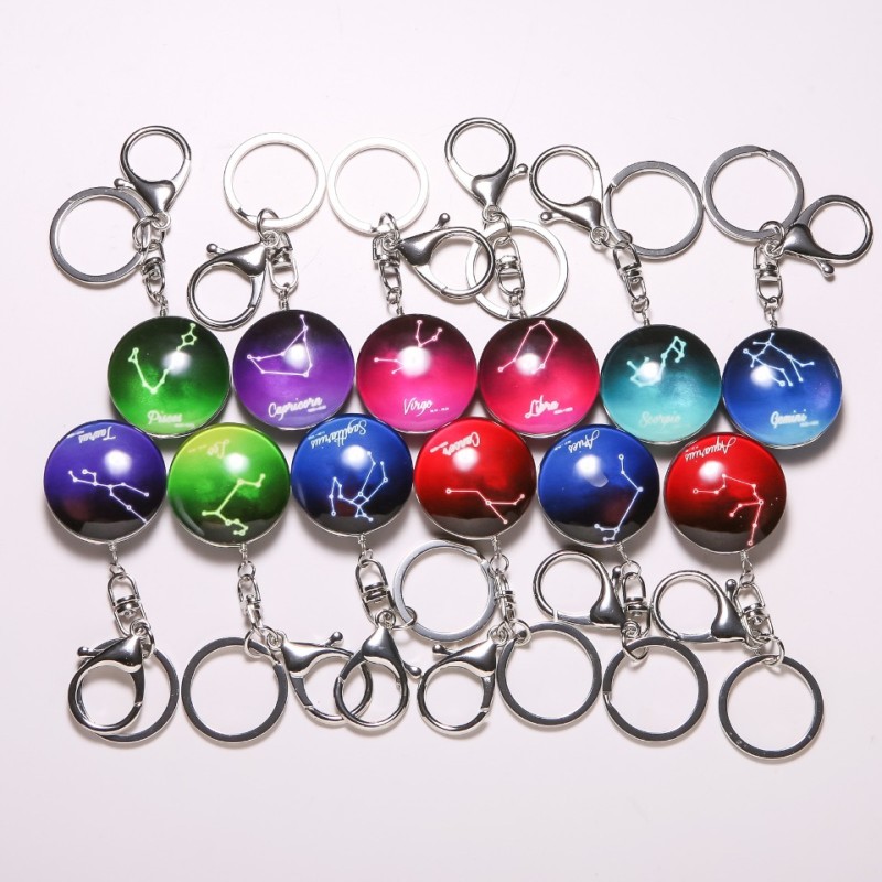 Leuchtende Sternzeichen-Schlüsselanhänger, 12-teiliges Set, Preis pro Packung, Länge ca. 10 cm