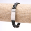 Unisex-Armband mit griechischem Ornament, geflochtenes Öko-Lederband, Stahlplatte, Dicke 12 mm, Länge 20 cm