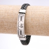 Unisex-Armband mit griechischem Ornament aus Öko-Leder, geflochten, Stahlsteg, Dicke 12 mm, Länge 20 cm
