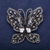 Sonderangebot! Brosche Schmetterling graue Strasssteine 55×57 mm silberfarbenes Metall