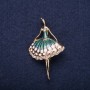 Ausverkauf! Brosche Ballerina grün-türkisfarbene Emaille 50×30 mm gelbes Metall
