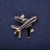 Brosche Flugzeug, schwarze Emaille, 45 × 40 mm, gelbes Metall