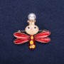 Ausverkauf! Brosche „Prinzessin der Schmetterlinge“ mit Strasssteinen, Emaille, Farben Rot, Gelb, Weiß, 37×38 mm, goldfarbenem Metall