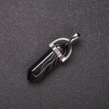 Anhänger aus Achat, assortiert, sechseckig, 8×30×40 mm