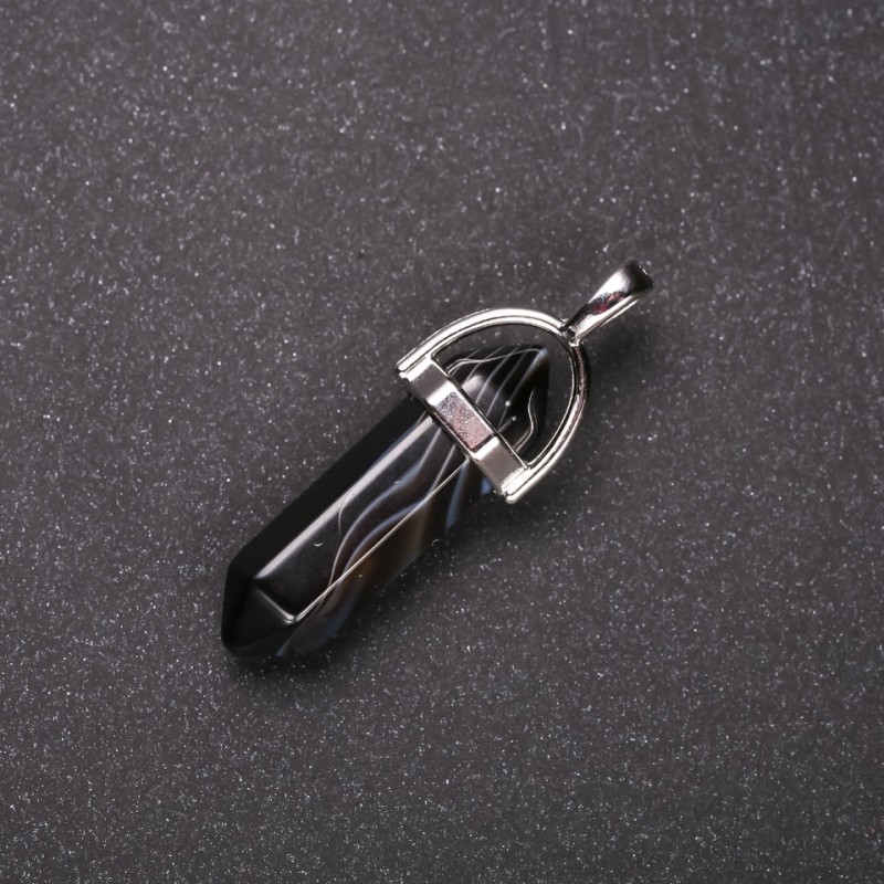Anhänger aus Achat, assortiert, sechseckig, 8×30×40 mm