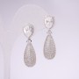 Abendohrringe Serie 925 mit weißen Steinen, 38×10 mm, silberfarbenes Metall