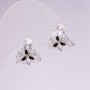 Ohrstecker der Serie 925, Steine in Weiß und Schwarz, 13 × 13 mm, silberfarbenes Metall, Korea