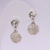 Ohrstecker Rosen mit Strass, weiß, 12×25 mm, silberfarbiges Metall
