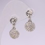 Ohrstecker Rosen mit Strass, weiß, 12×25 mm, silberfarbiges Metall