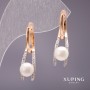 Xuping-Ohrringe mit Mallorca-Perlen, Weiß, 28×8 mm, 18K-Vergoldung