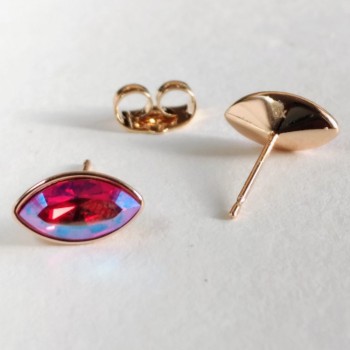 Ohrstecker Xuping Körnchenform, mit Swarovski-Kristallen, Farbe Rot, Blau, Chamäleon, Durchmesser 6×11 mm, Vergoldung