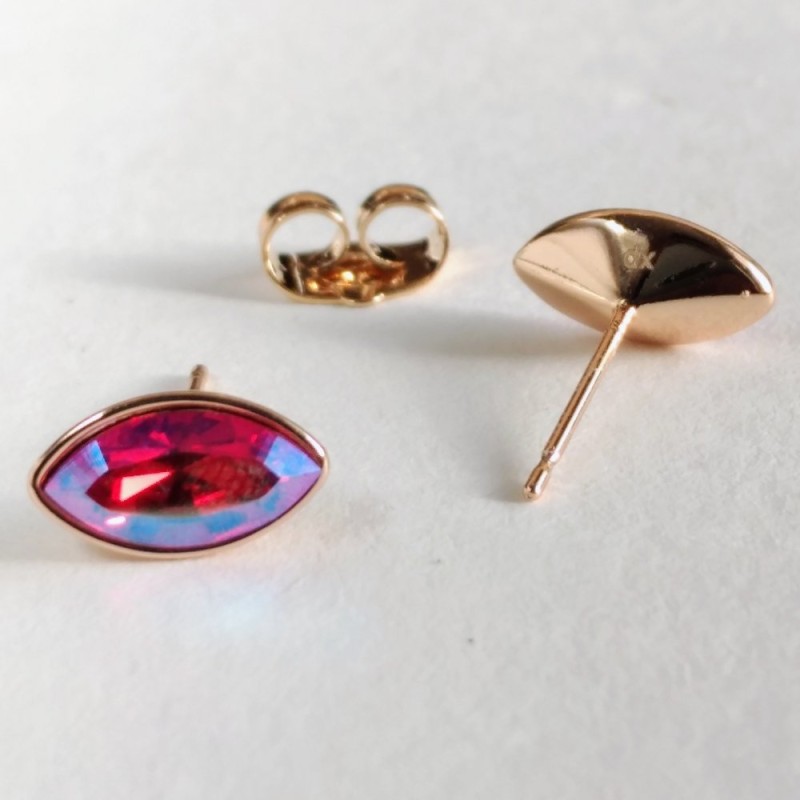 Ohrstecker Xuping Körnchenform, mit Swarovski-Kristallen, Farbe Rot, Blau, Chamäleon, Durchmesser 6×11 mm, Vergoldung