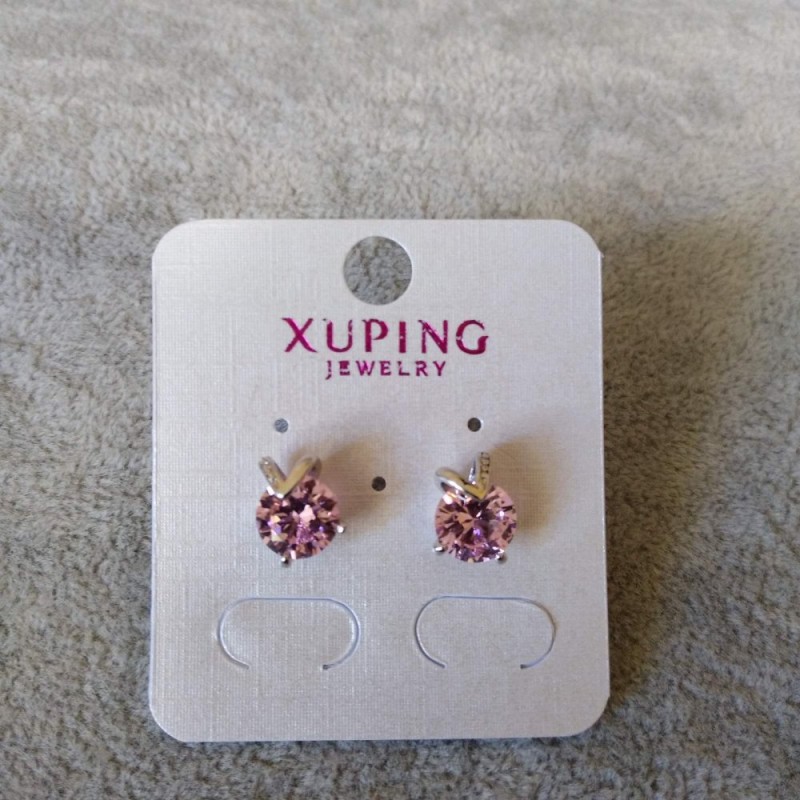 Xuping Ohrstecker Herz mit violettem Stein, Durchmesser 11×9 mm, Rhodiumbeschichtung
