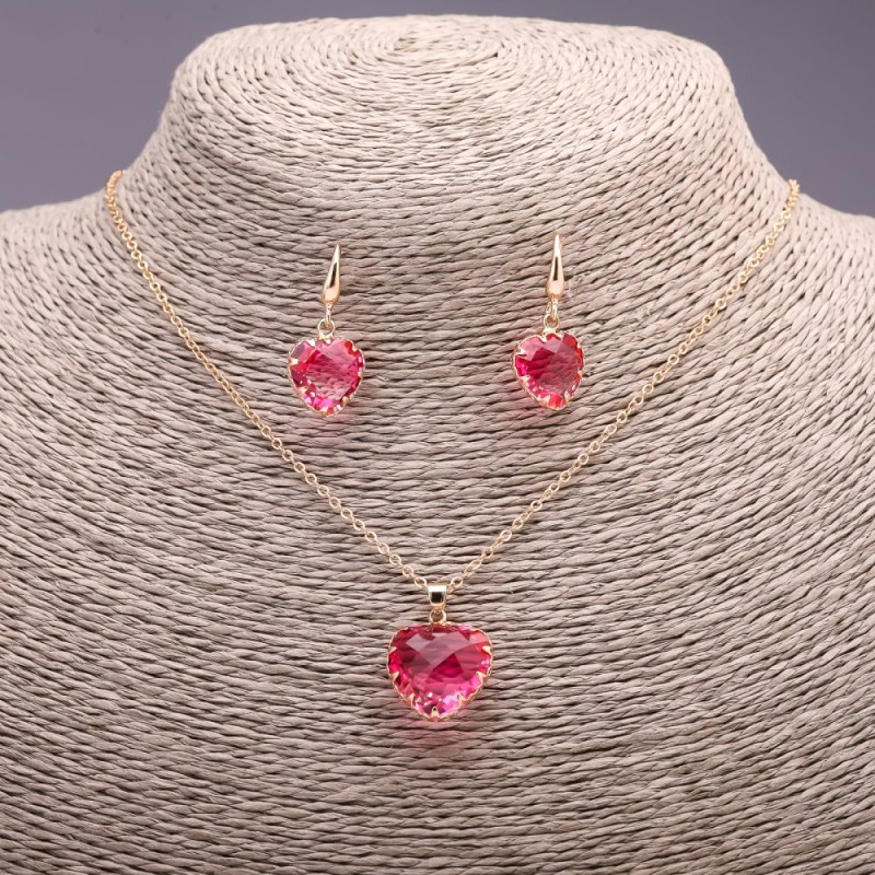 Set „Herz“ Multicolor – Anhänger 19×16 mm und Ohrringe 27×13 mm, Länge 50 cm