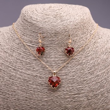 Set «Herz» mehrfarbig rot-grün Anhänger 19×16 mm und Ohrringe 27×13 mm, Länge 50 cm