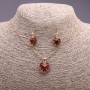 Set «Herz» mehrfarbig rot-grün Anhänger 19×16 mm und Ohrringe 27×13 mm, Länge 50 cm