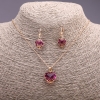 Set »Herz« mehrfarbig gelb-rosa Anhänger 19×16 mm und Ohrringe 27×13 mm, Kettenlänge 50 cm